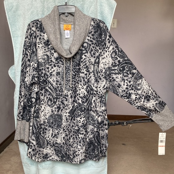 Ruby Rd Paisley print animal print neutral pullover top size 2X - Picture 4 of 17
